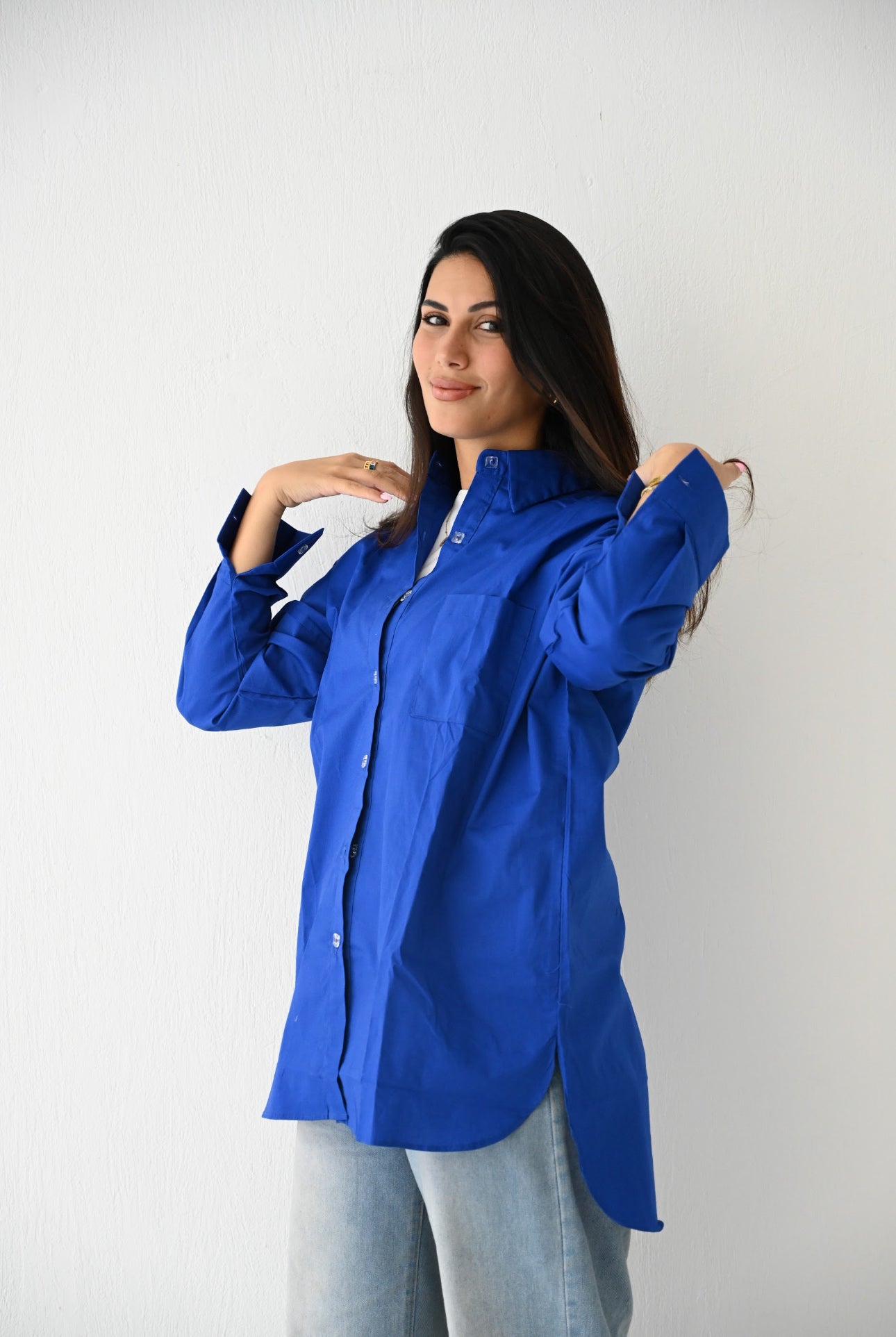 Blue Poplin Blouse