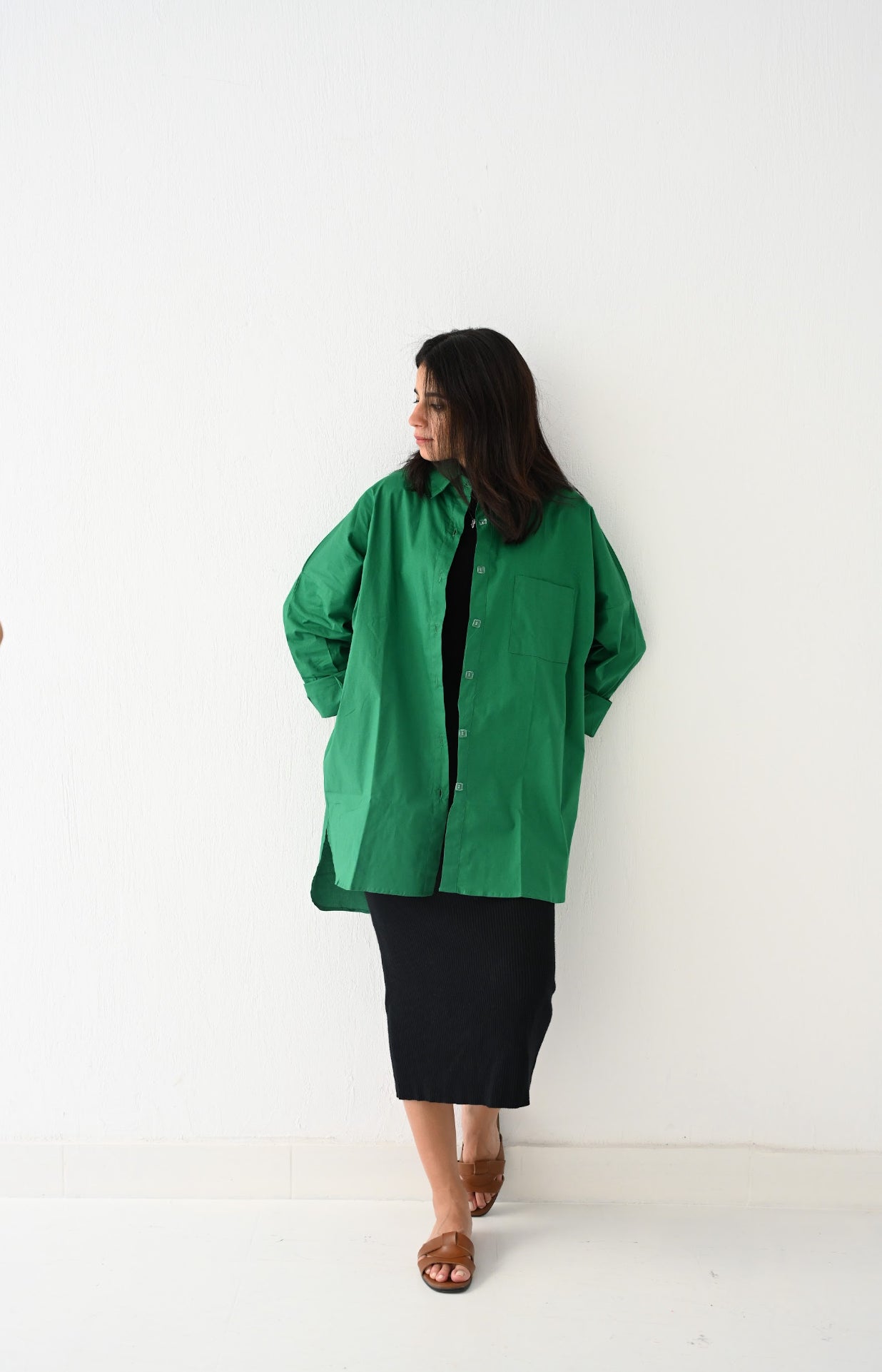 Green Poplin Blouse