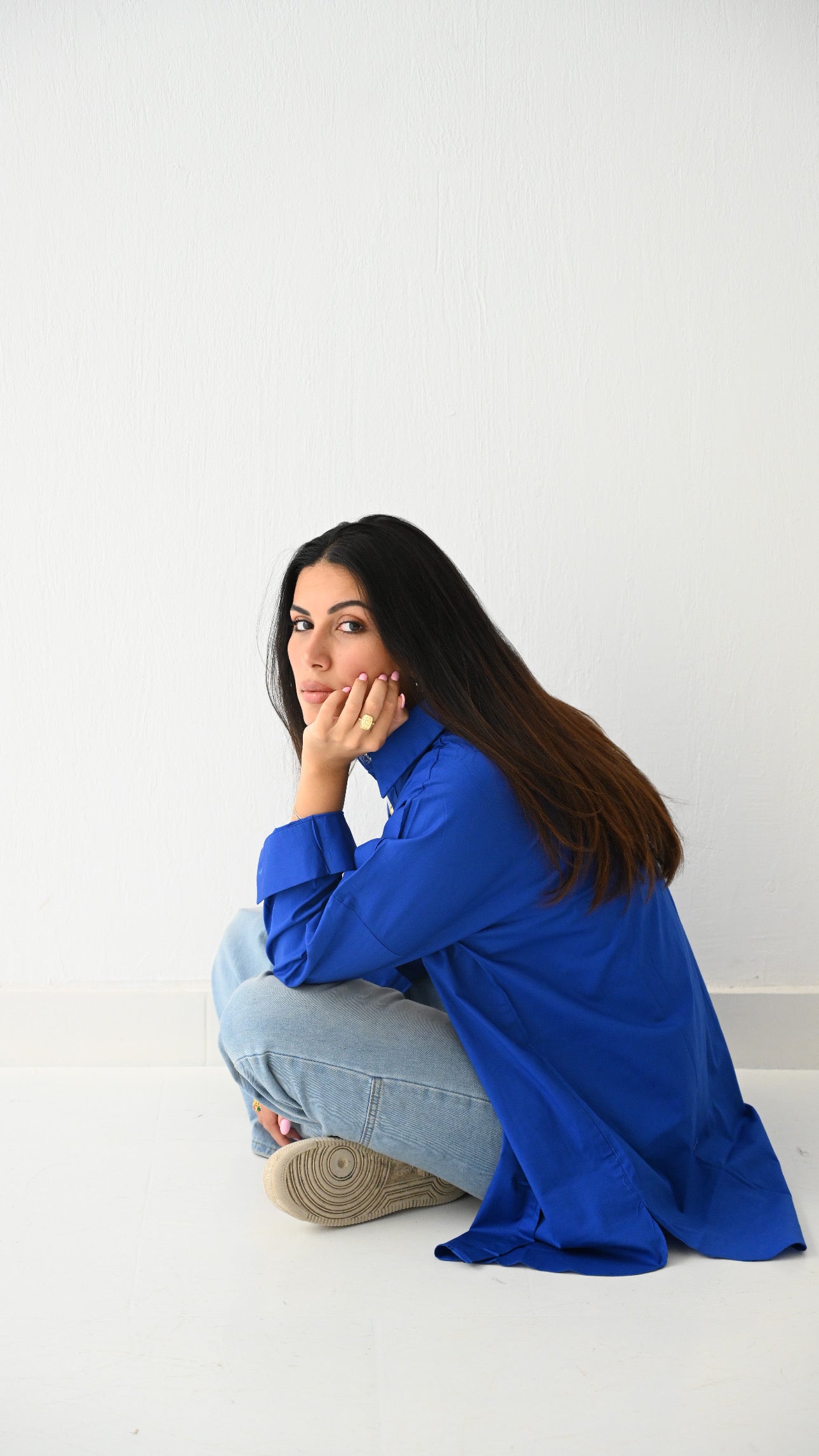 Blue Poplin Blouse