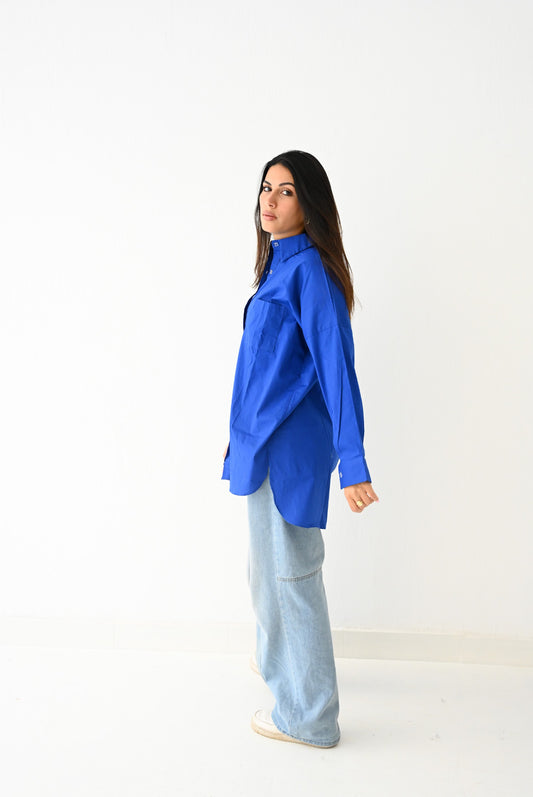 Blue Poplin Blouse
