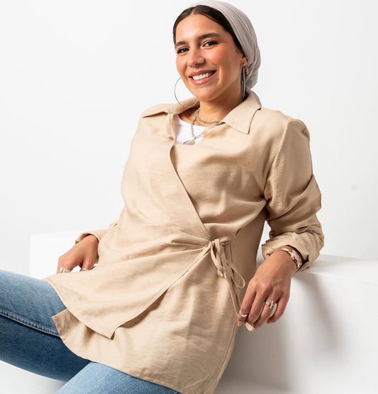 Linen Tie Blouse