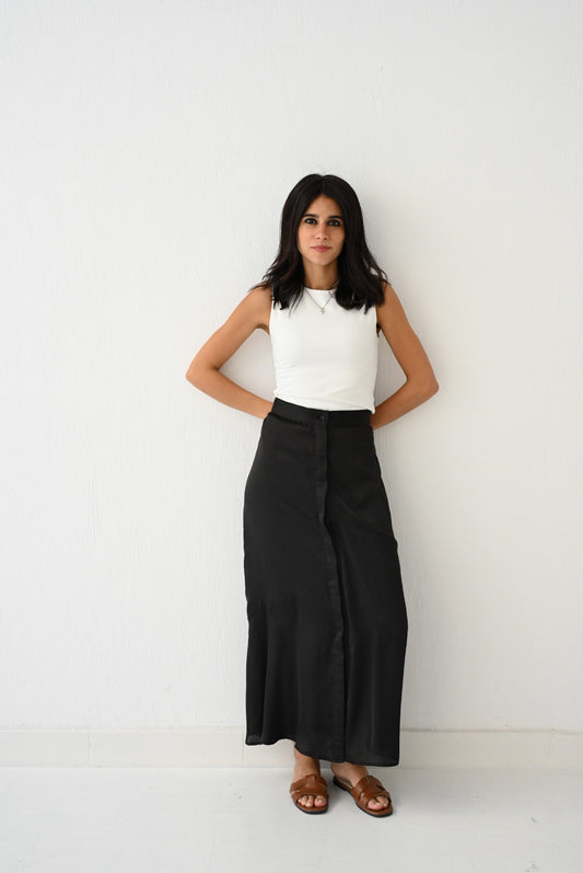 Black Satin Skirt
