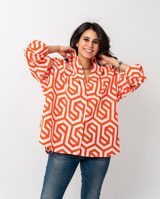 Orange Pattern Blouse
