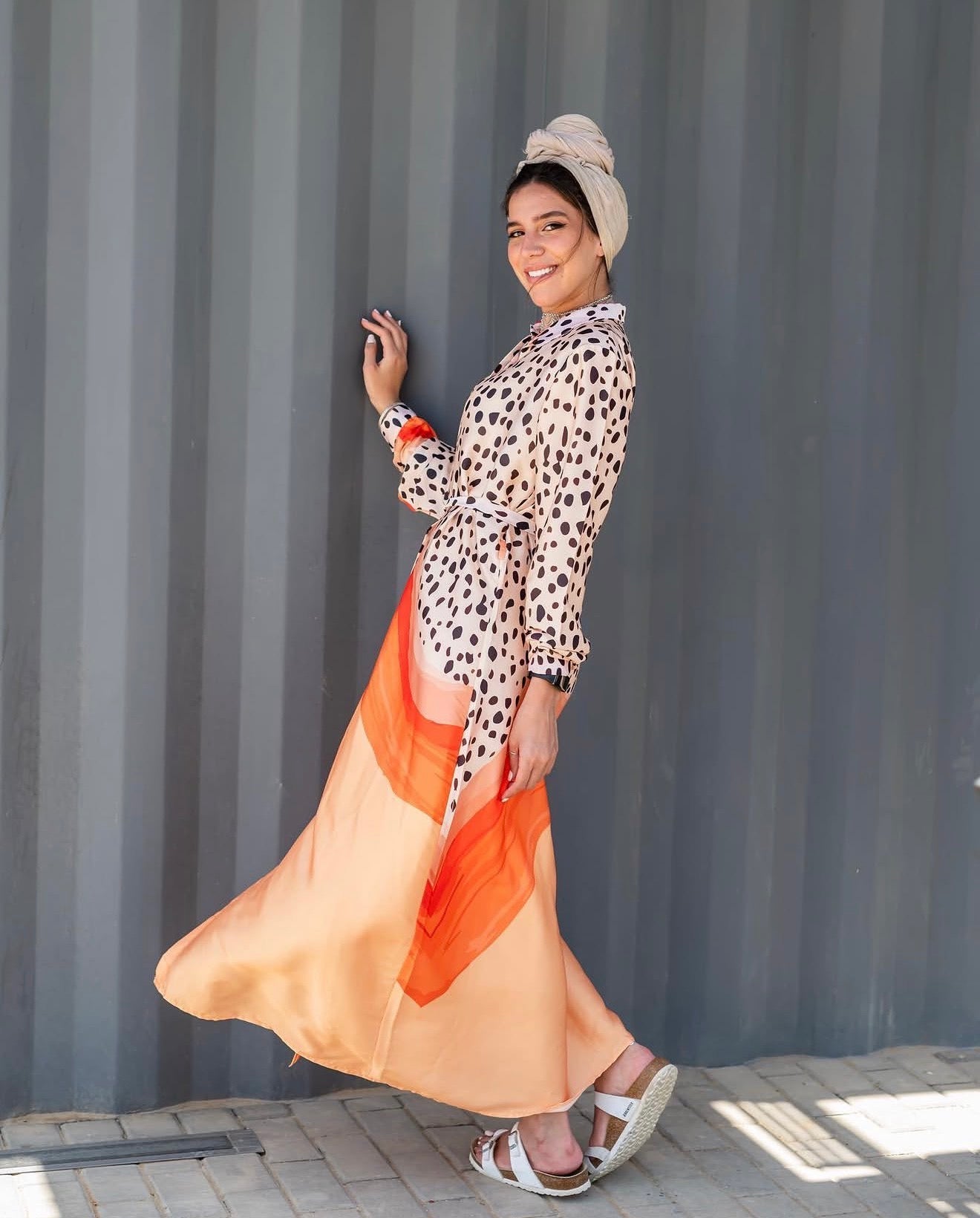 Satin printed dress