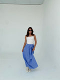 Blue striped wrap skirt