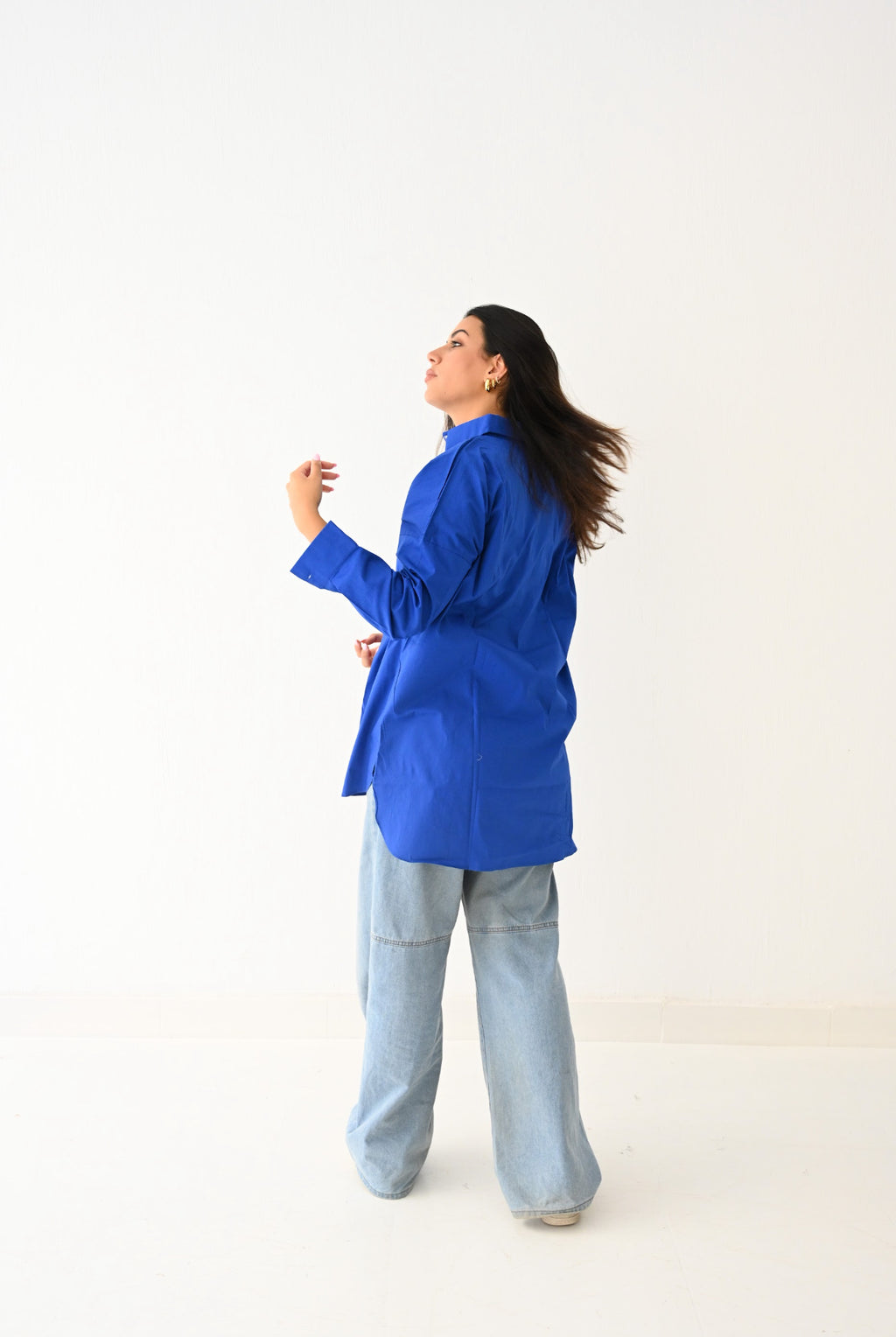 Blue Poplin Blouse