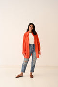 Orange Linen Blouse