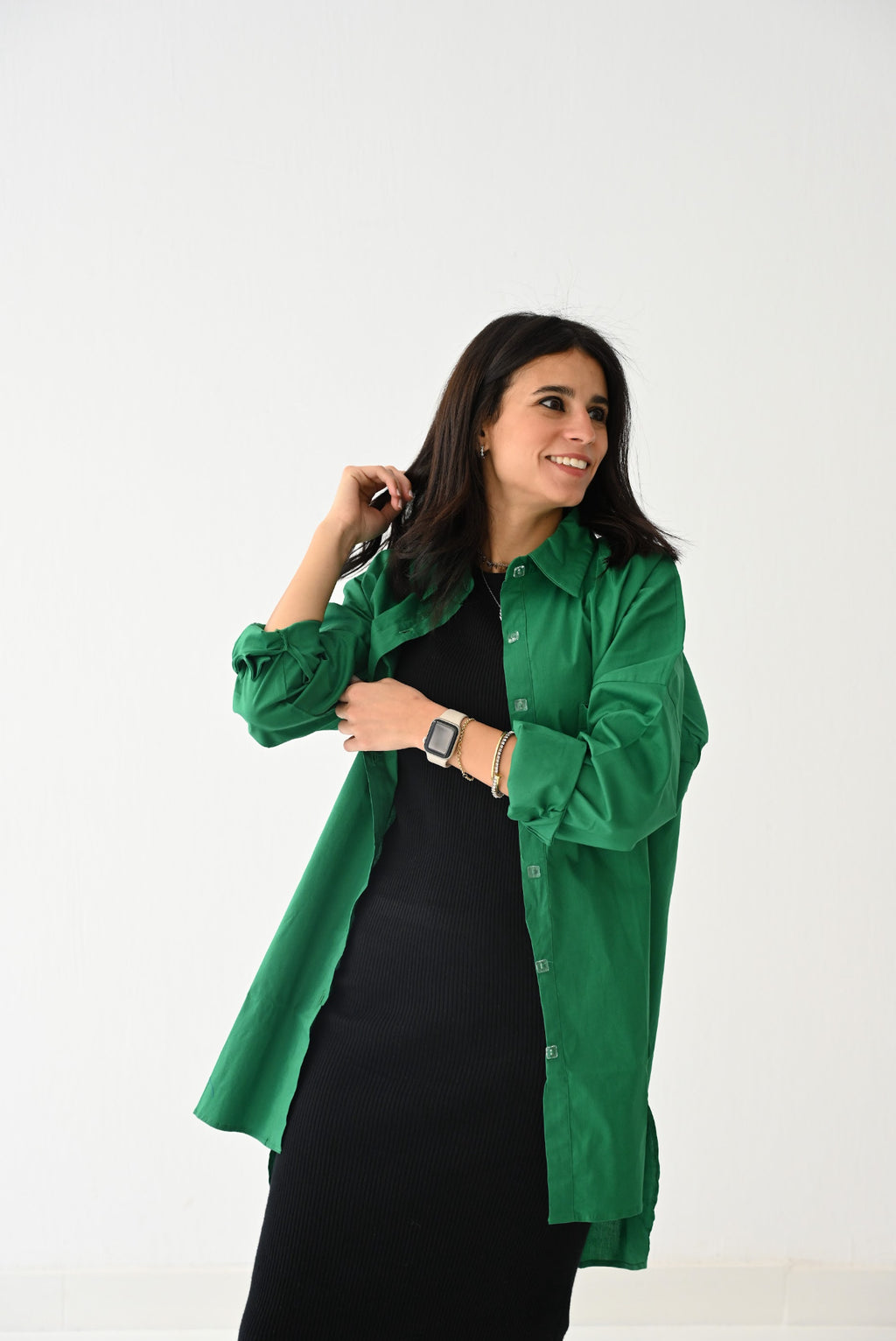 Green Poplin Blouse