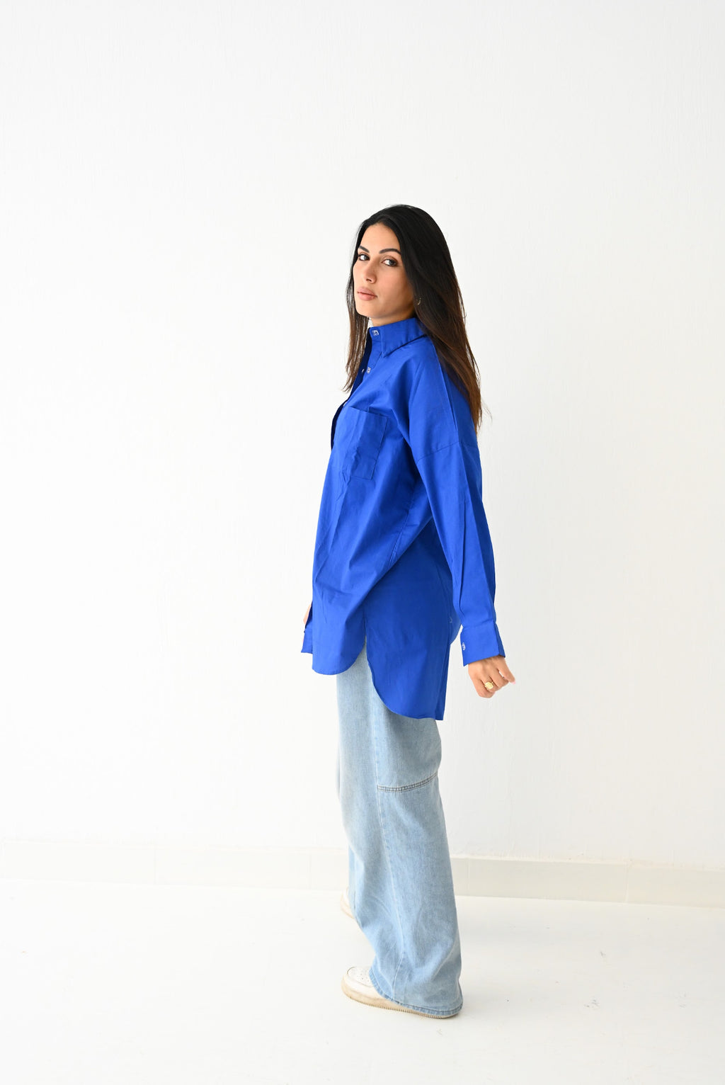 Blue Poplin Blouse