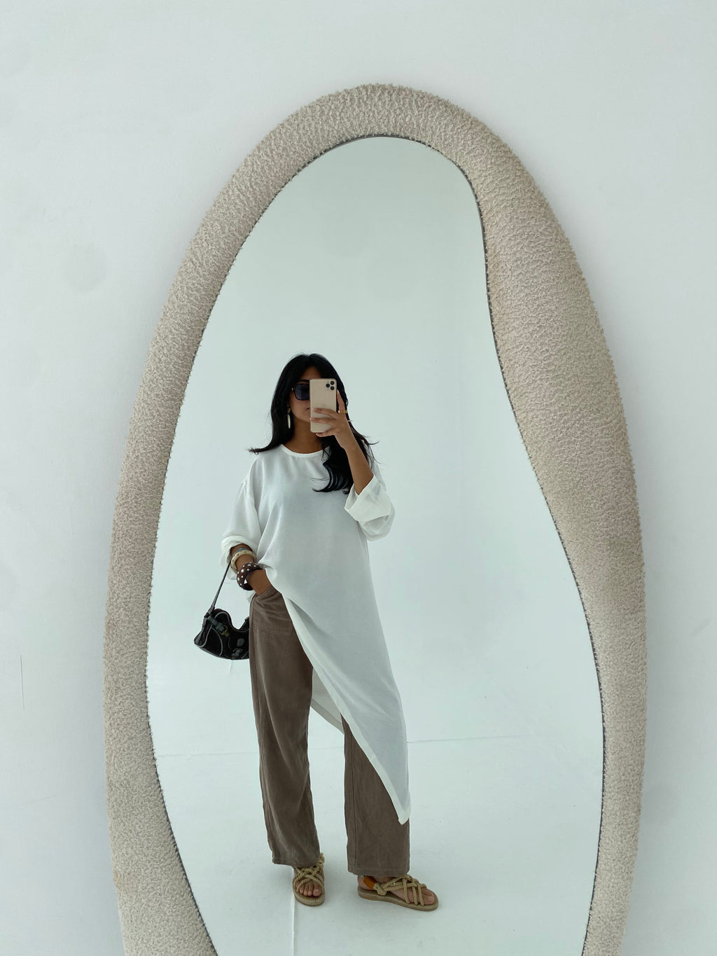 White Asymmetric Long Top
