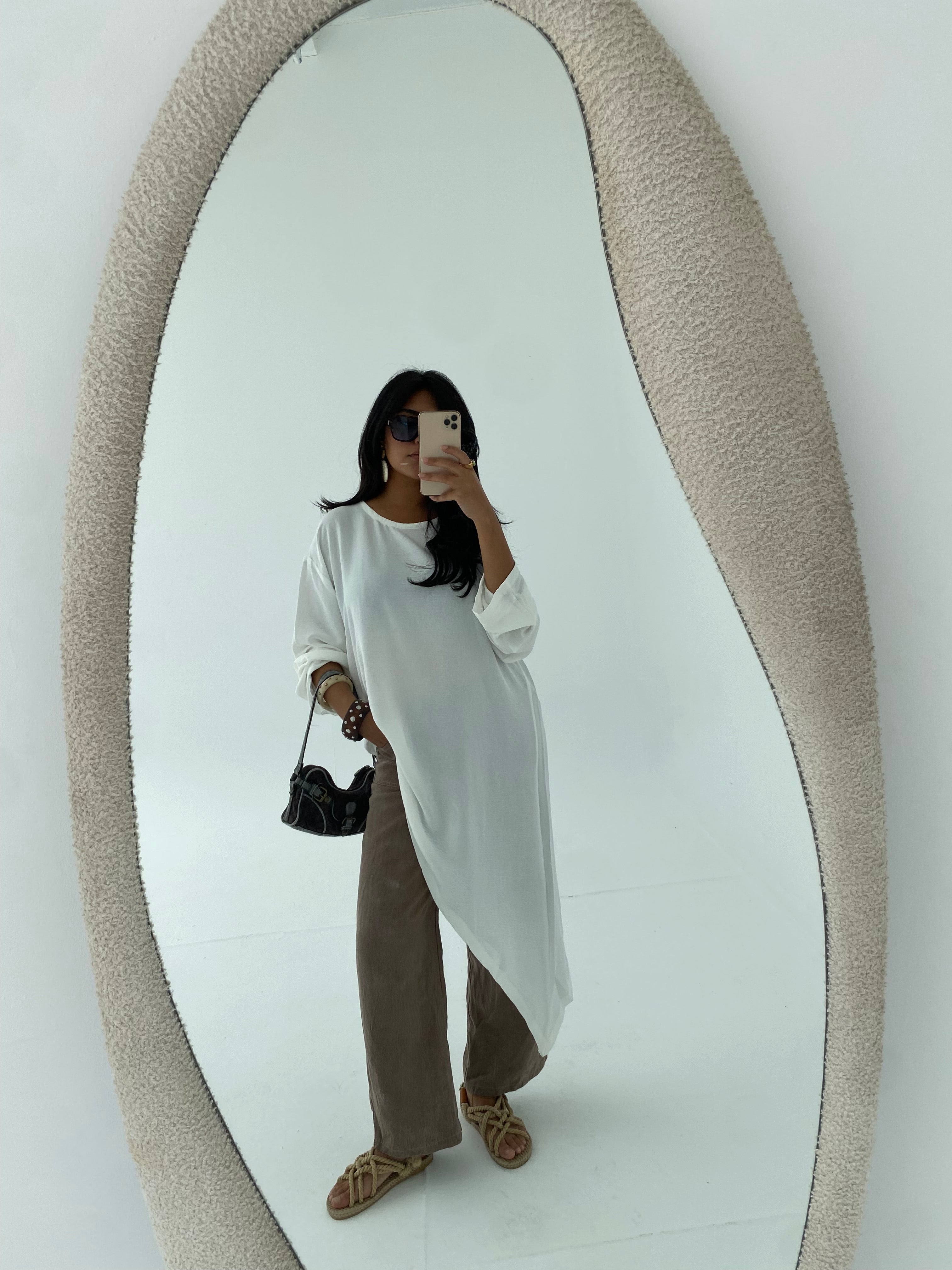 White Asymmetric Long Top