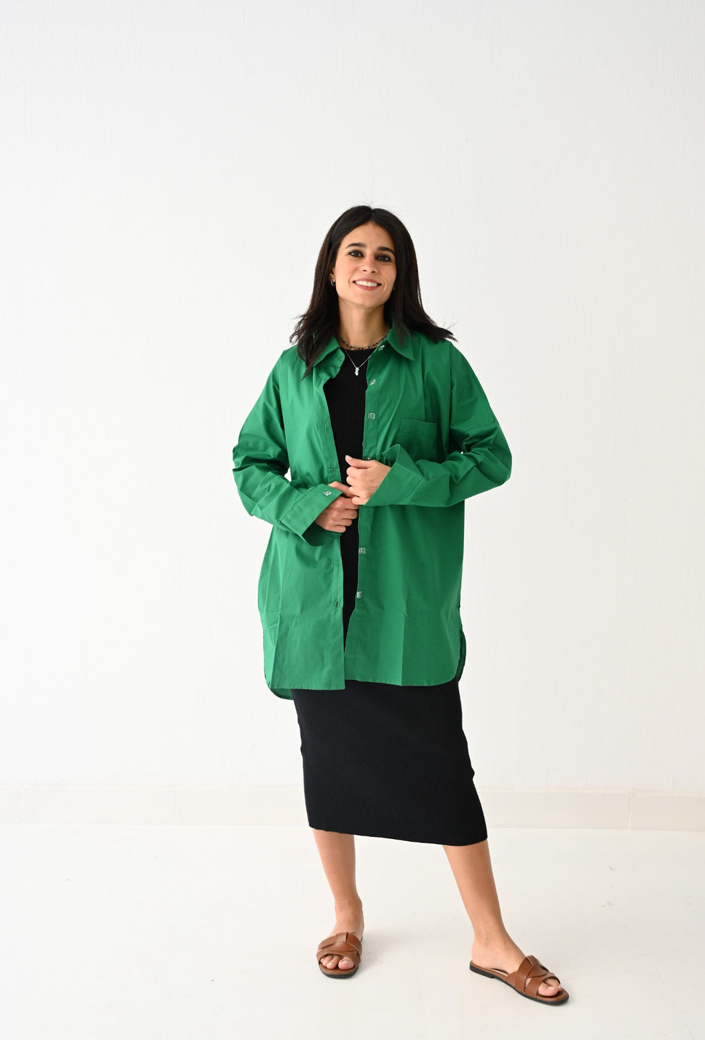 Green Poplin Blouse
