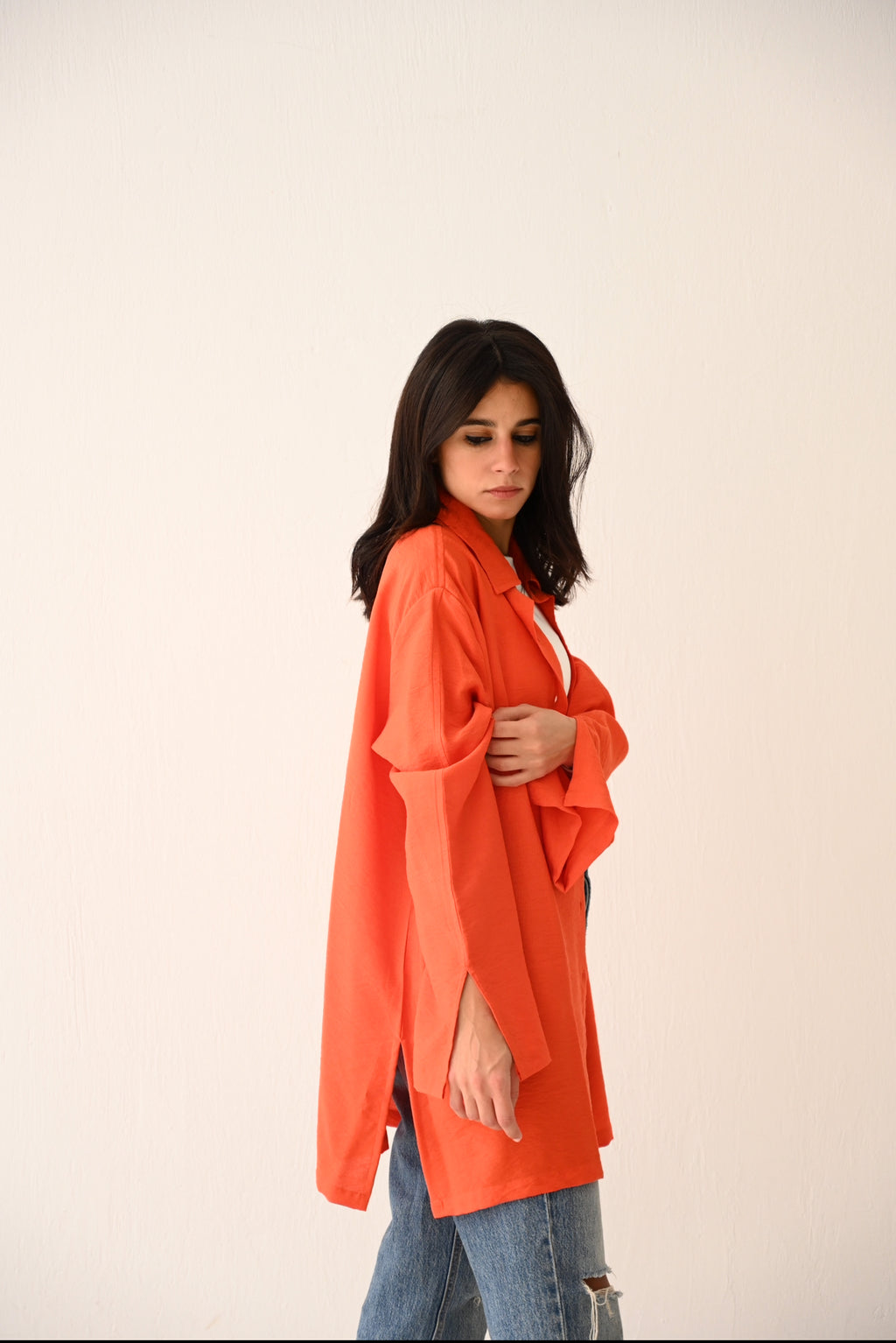 Orange Linen Blouse