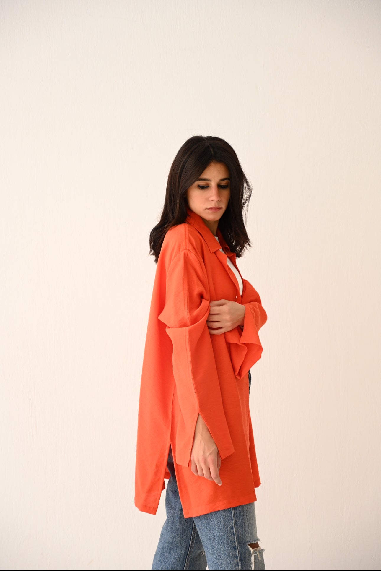 Orange Linen Blouse
