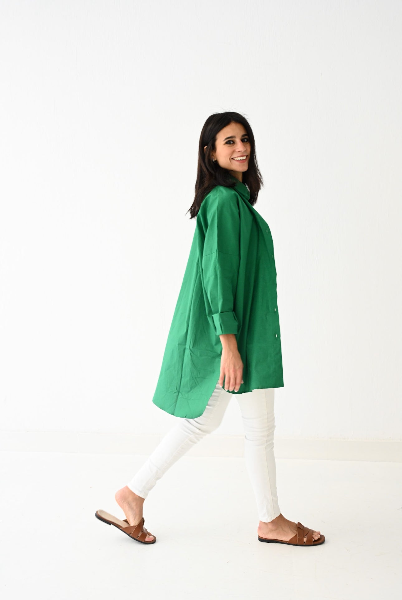 Green Poplin Blouse