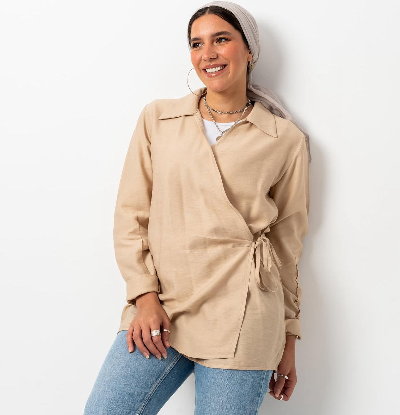 Linen Tie Blouse